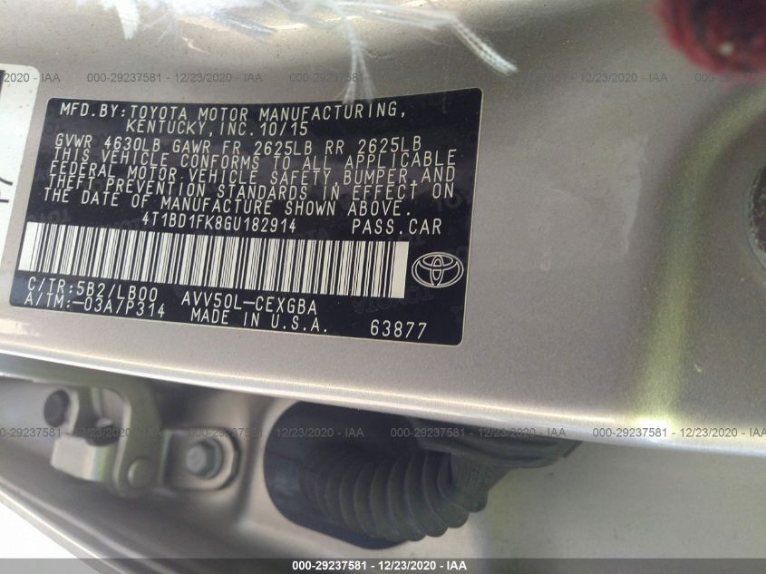 2016 TOYOTA CAMRY HYBRID LE/XLE/SE 4T1BD1FK8GU182914