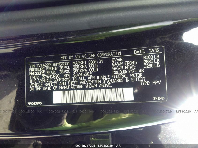 2017 VOLVO XC90 INSCRIPTION YV4A22PL6H1156301