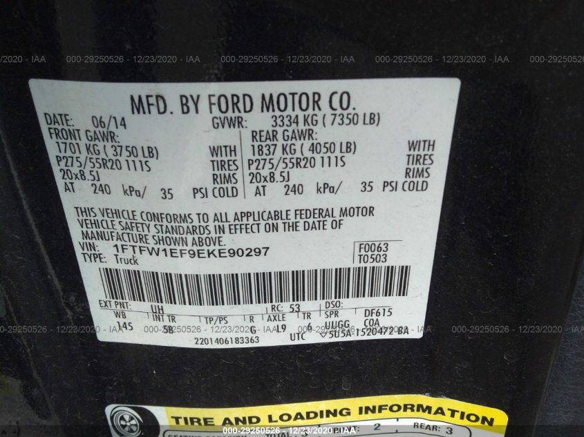 2014 FORD F-150 XL/XLT/STX/FX4/LARIAT - 1FTFW1EF9EKE90297
