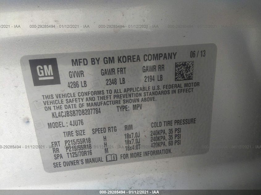 2013 BUICK ENCORE CONVENIENCE KL4CJBSB7DB207784