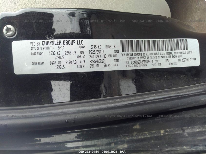 2015 DODGE GRAND CARAVAN SXT 2C4RDGCG9FR548414