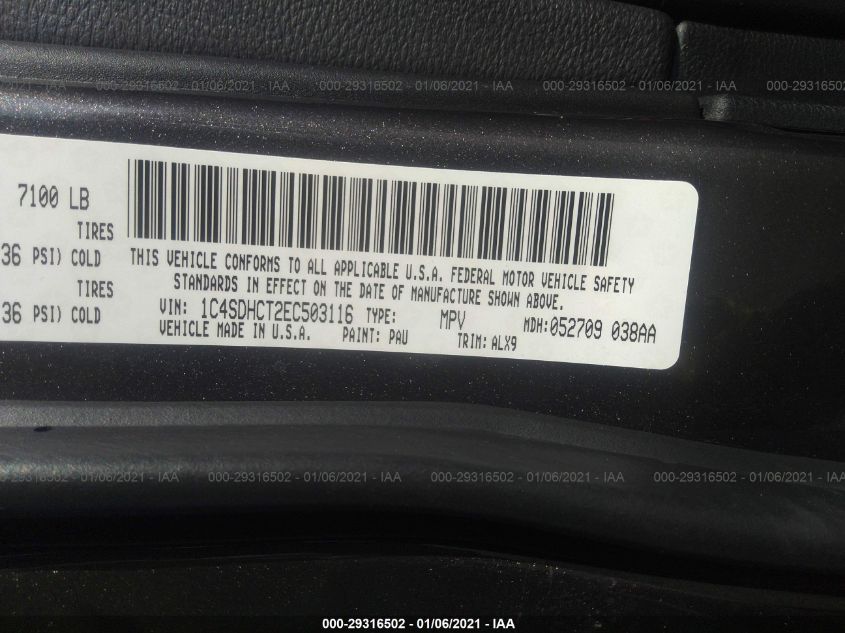 2014 DODGE DURANGO R/T 1C4SDHCT2EC503116