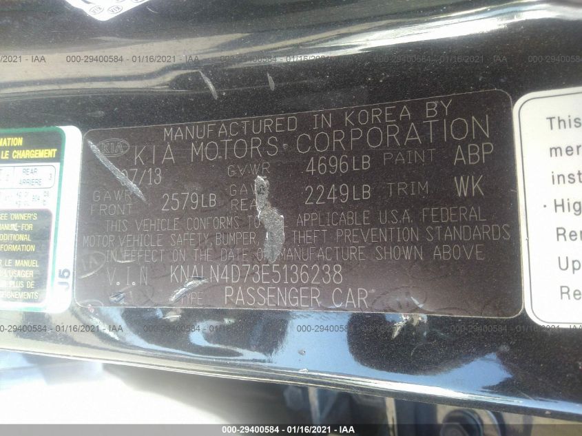 2014 KIA CADENZA PREMIUM KNALN4D73E5136238