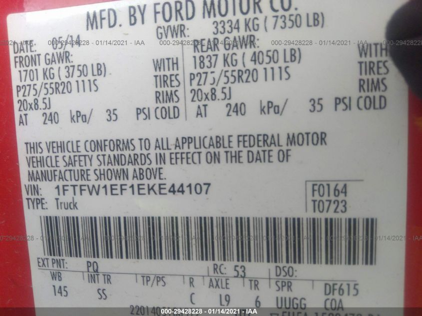 2014 FORD F-150 XL/XLT/STX/FX4/LARIAT 1FTFW1EF1EKE44107