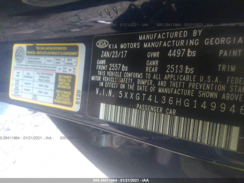 2017 KIA OPTIMA LX 5XXGT4L36HG149946
