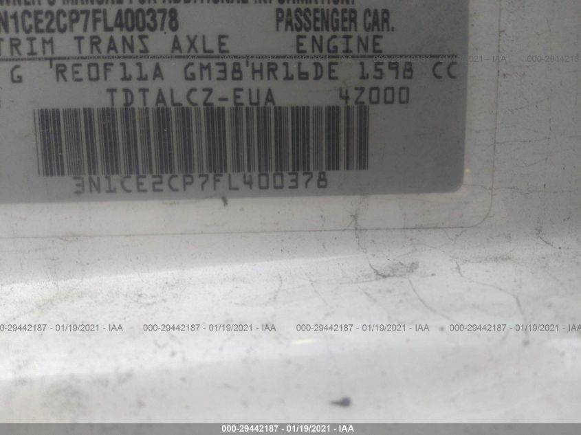 2015 NISSAN VERSA NOTE S PLUS 3N1CE2CP7FL400378