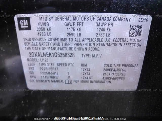 2016 GMC TERRAIN SLE 2GKALNEK1G6358328