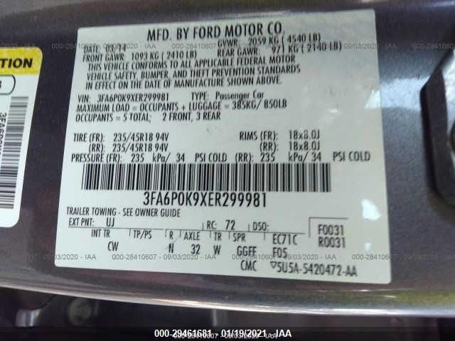 2014 FORD FUSION TITANIUM 3FA6P0K9XER299981
