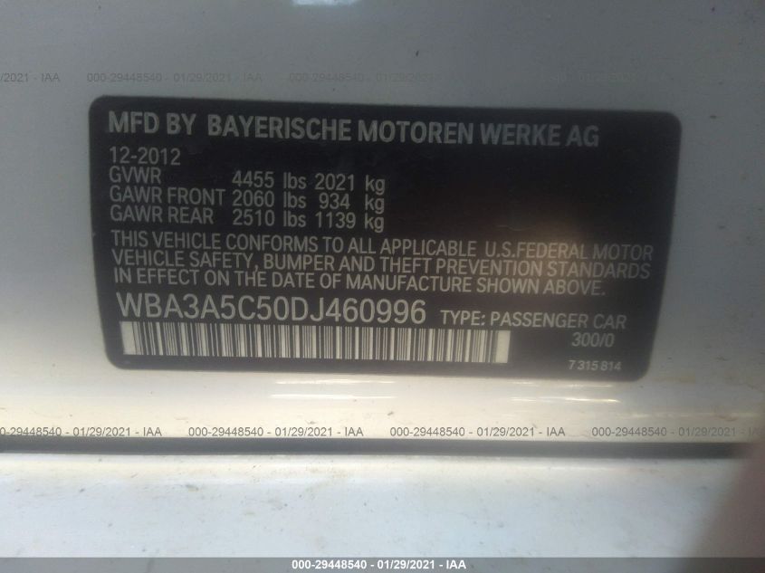 2013 BMW 3 SERIES 328I WBA3A5C50DJ460996