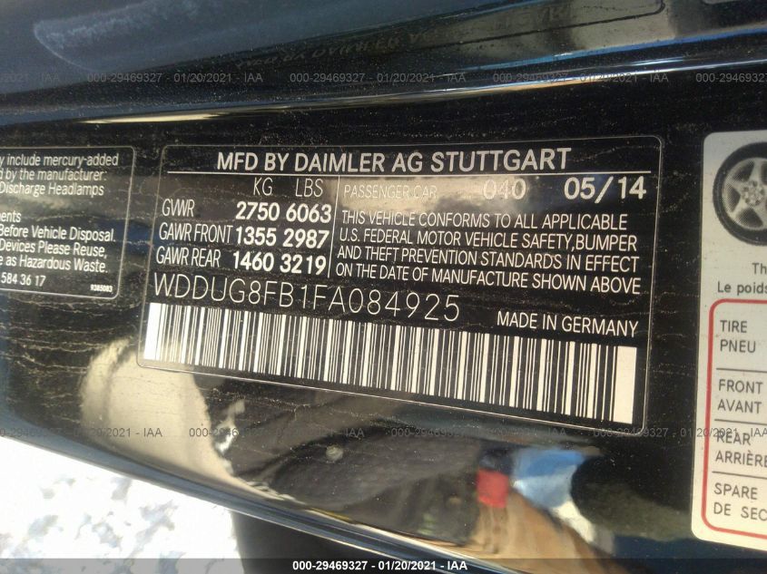 2015 MERCEDES-BENZ S-CLASS S 550 WDDUG8FB1FA084925