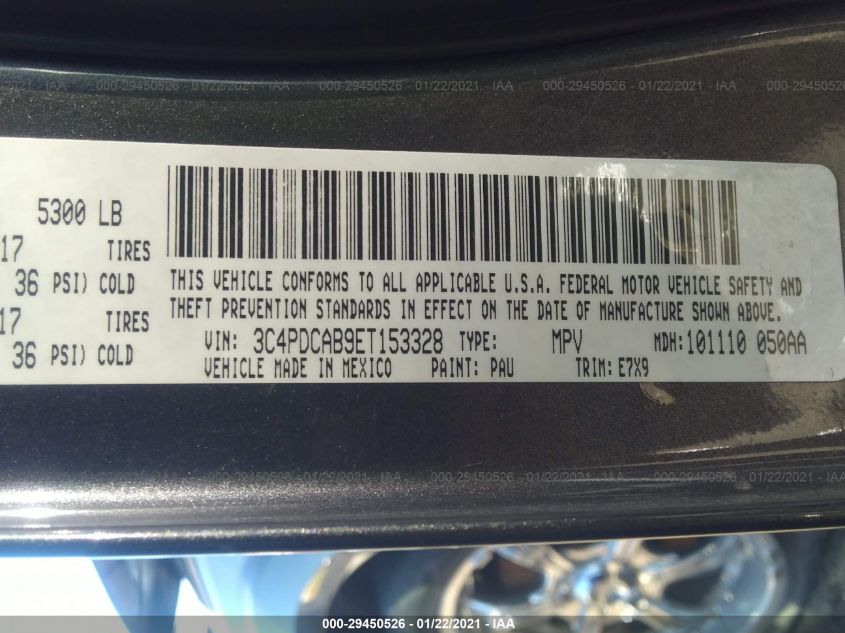 2014 DODGE JOURNEY SE 3C4PDCAB9ET153328