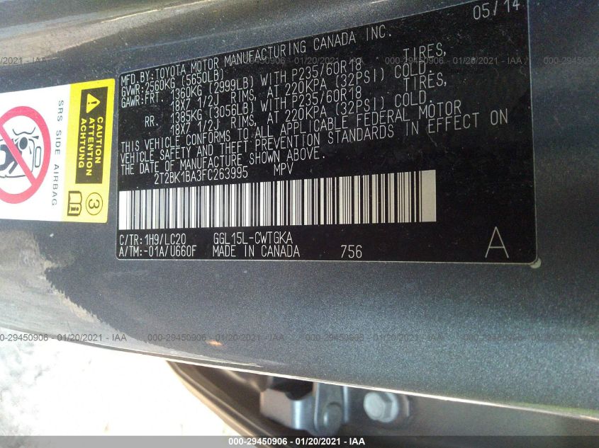 2015 LEXUS RX 350 2T2BK1BA3FC263995