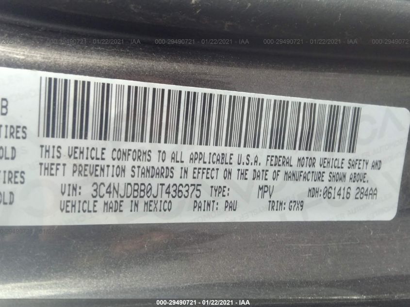 2018 JEEP COMPASS LATITUDE 3C4NJDBB0JT436375