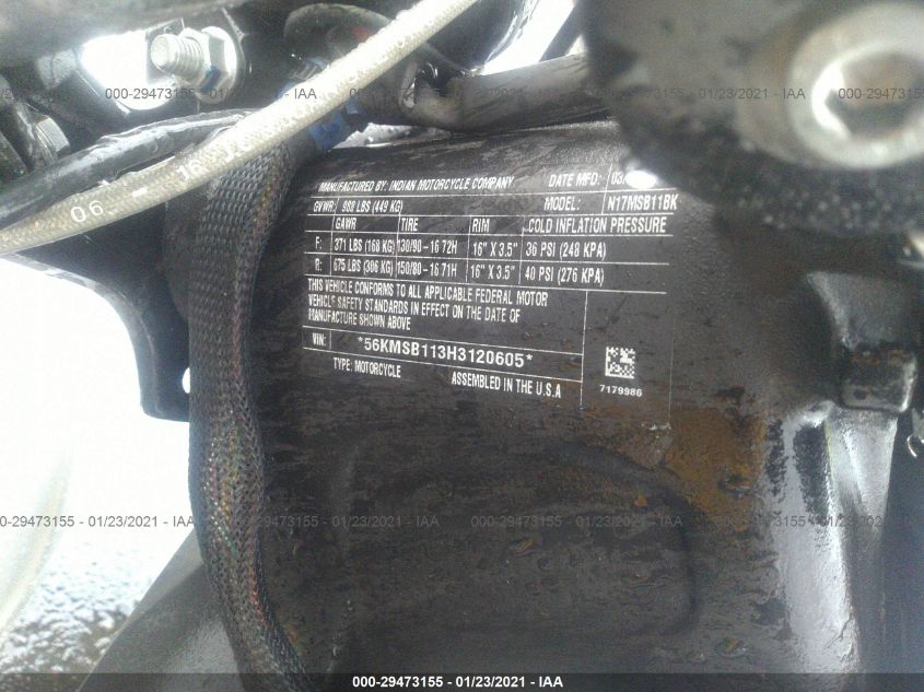 2017 INDIAN MOTORCYCLE CO. SCOUT SIXTY 56KMSB113H3120605