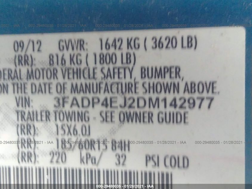 2013 FORD FIESTA SE 3FADP4EJ2DM142977