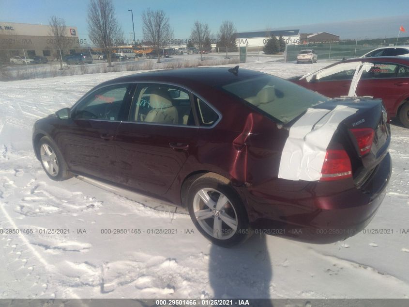 2013 VOLKSWAGEN PASSAT SE W/SUNROOF 1VWBH7A38DC120651