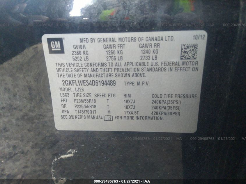 2013 GMC TERRAIN SLT 2GKFLWE34D6194489