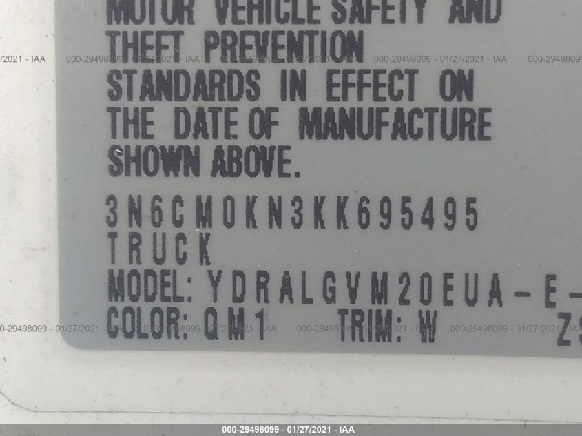 2019 NISSAN NV200 COMPACT CARGO SV 3N6CM0KN3KK695495