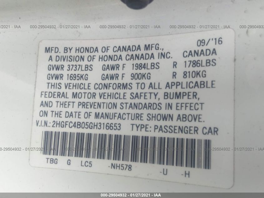 2016 HONDA CIVIC COUPE LX-P 2HGFC4B05GH316653