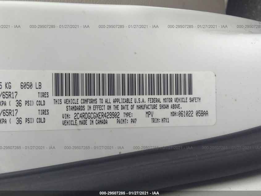 2014 DODGE GRAND CARAVAN SXT 2C4RDGCGXER429902