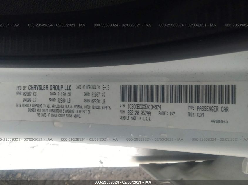 2014 CHRYSLER 200 LIMITED 1C3CCBCGXEN134974