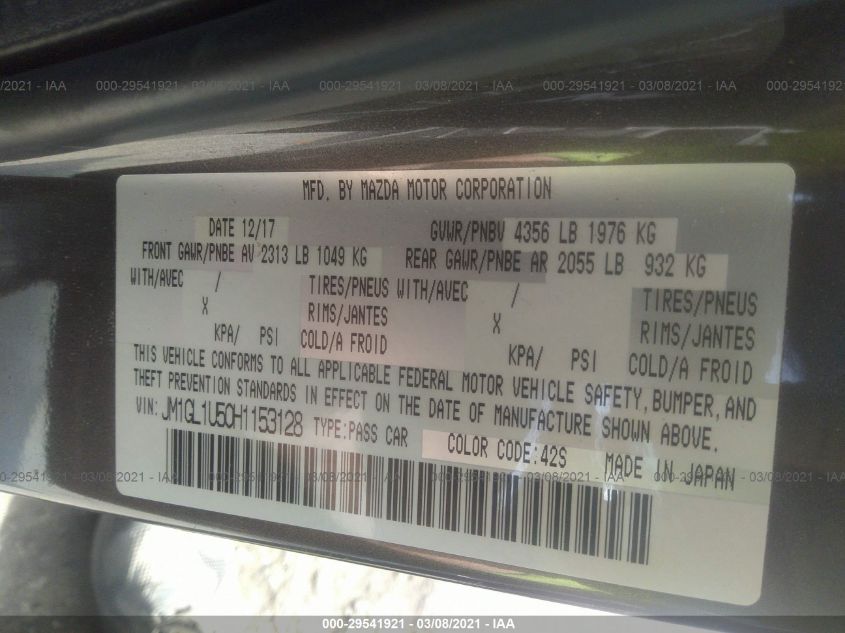 2017 MAZDA MAZDA6 SPORT JM1GL1U50H1153128