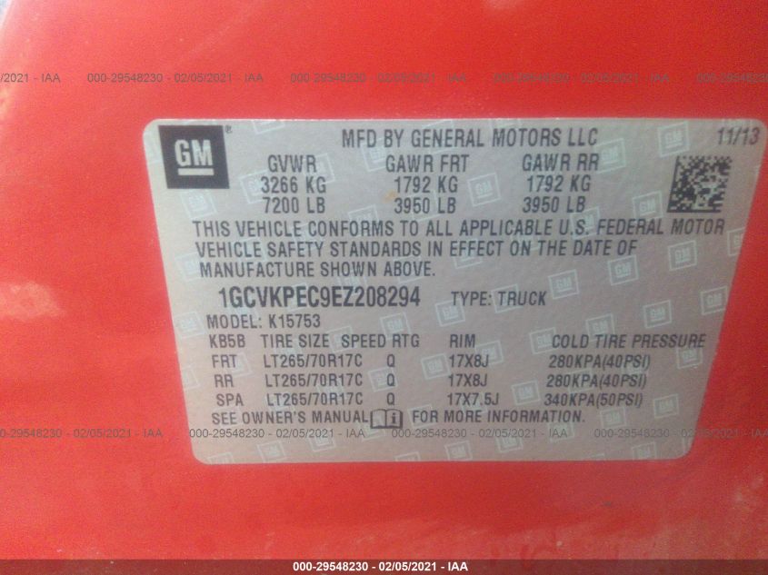 2014 CHEVROLET SILVERADO 1500 WORK TRUCK 1GCVKPEC9EZ208294