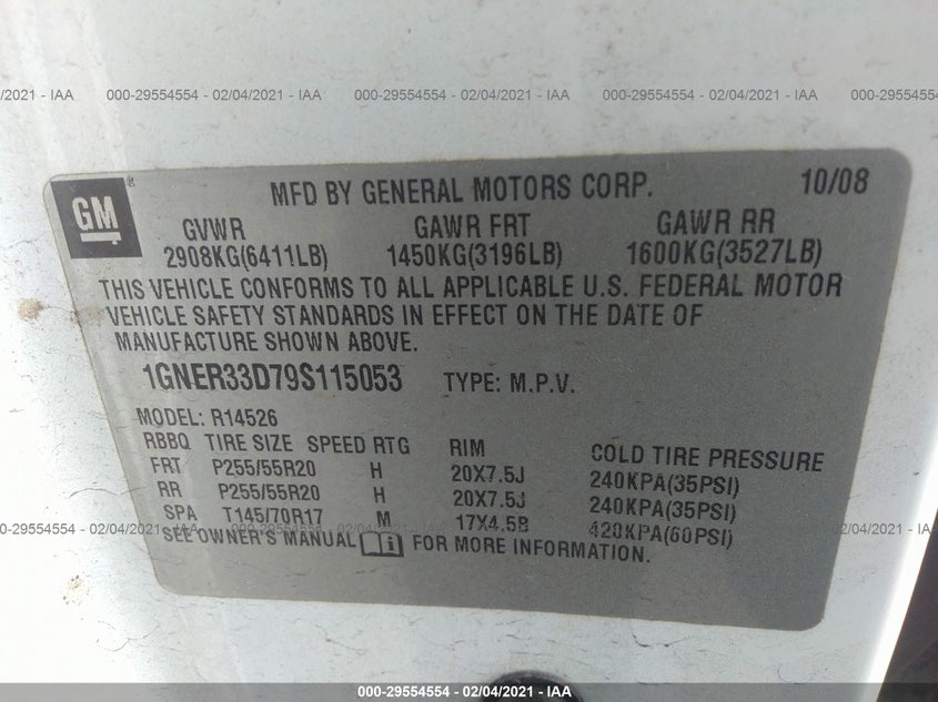 CHEVROLET TRAVERSE 2009 1GNER33D79S115053 Photo 9