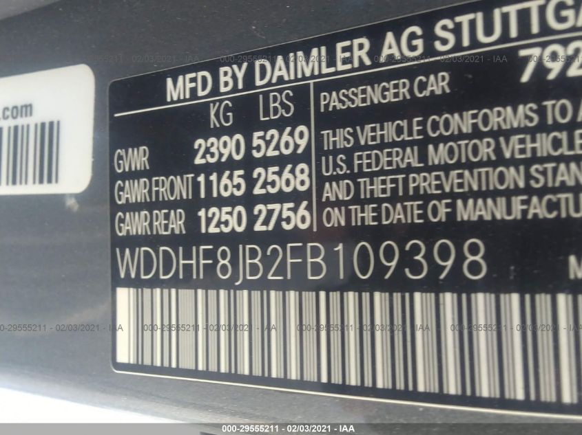 2015 MERCEDES-BENZ E-CLASS E 350 WDDHF8JB2FB109398