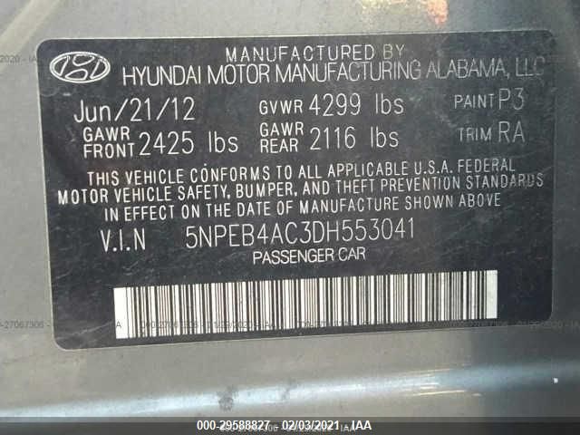 2013 HYUNDAI SONATA GLS PZEV 5NPEB4AC3DH553041
