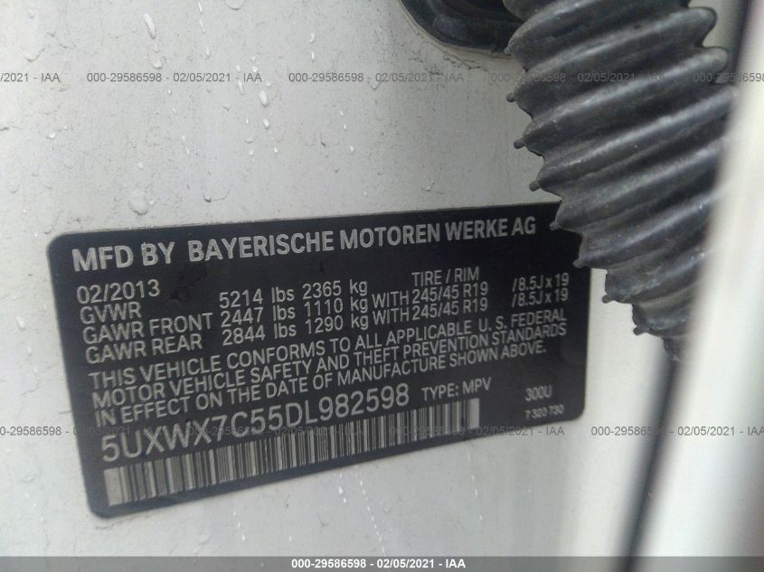2013 BMW X3 XDRIVE35I 5UXWX7C55DL982598