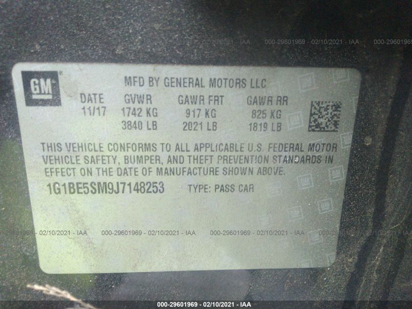 2018 CHEVROLET CRUZE LT 1G1BE5SM9J7148253