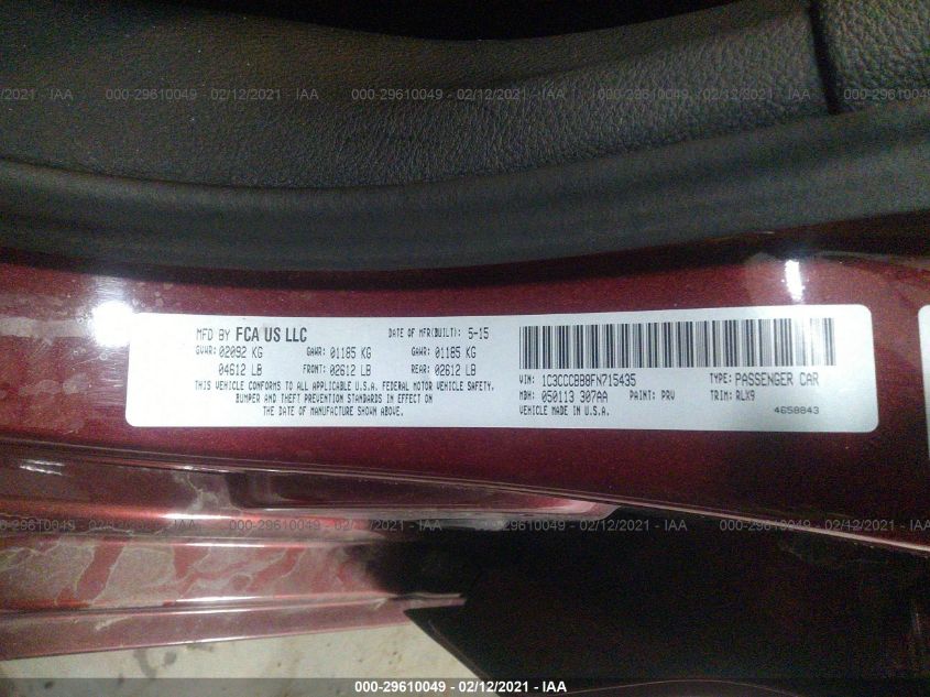2015 CHRYSLER 200 S 1C3CCCBB8FN715435