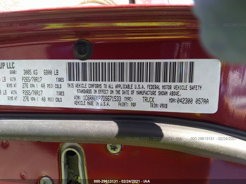 2013 RAM 1500 TRADESMAN 1C6RR6KP7DS671533
