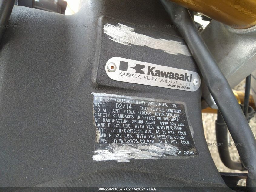 2014 KAWASAKI ZX1000 J JKAZXCJ19EA021548