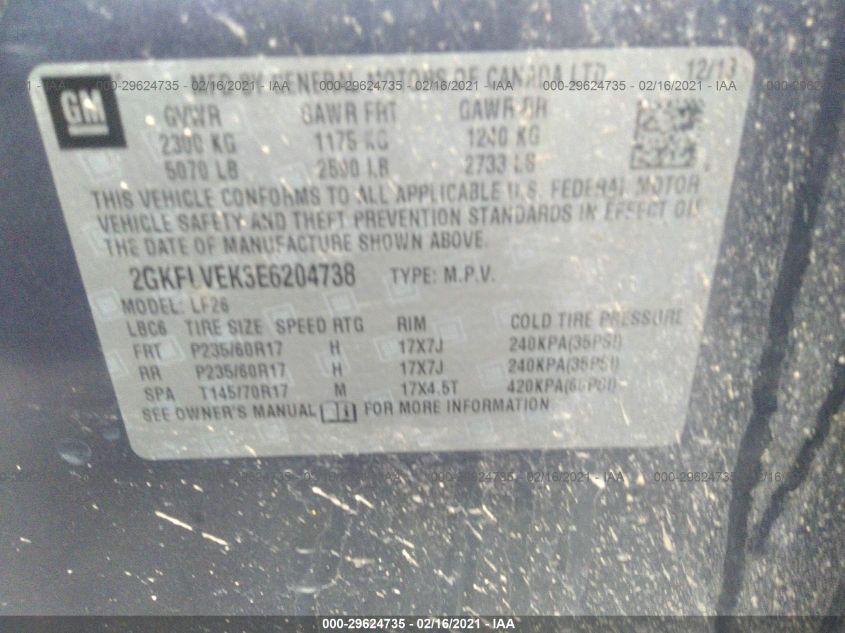 2014 GMC TERRAIN SLE 2GKFLVEK3E6204738