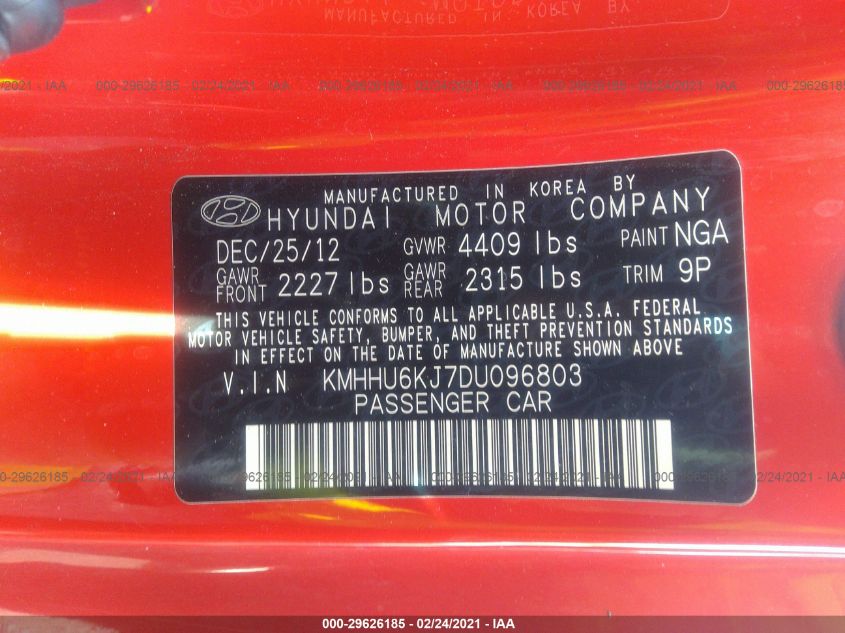 2013 HYUNDAI GENESIS COUPE 3.8 TRACK KMHHU6KJ7DU096803