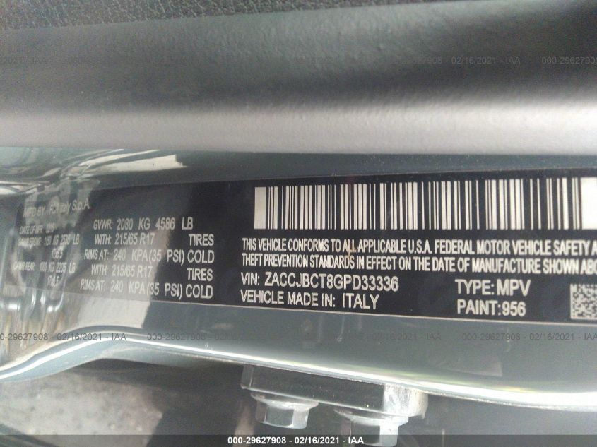 2016 JEEP RENEGADE TRAILHAWK ZACCJBCT8GPD33336