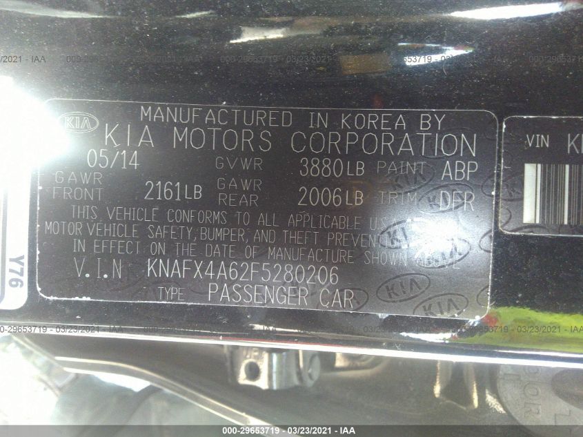 2015 KIA FORTE LX KNAFX4A62F5280206