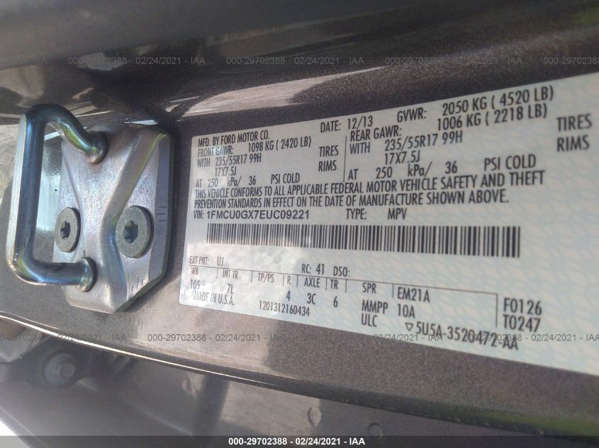 2014 FORD ESCAPE SE 1FMCU0GX7EUC09221