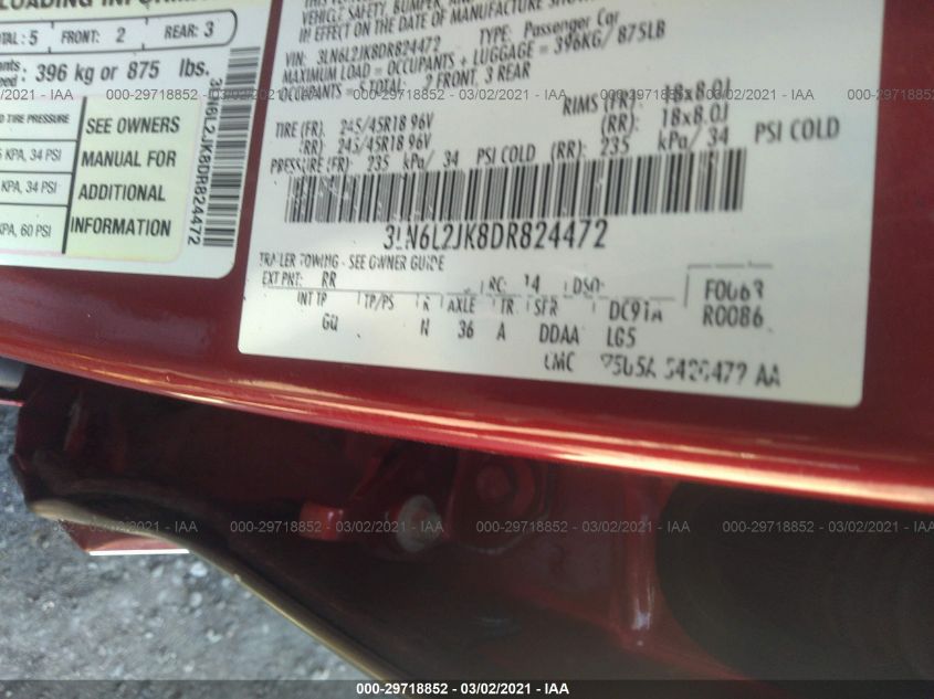 2013 LINCOLN MKZ 3LN6L2JK8DR824472