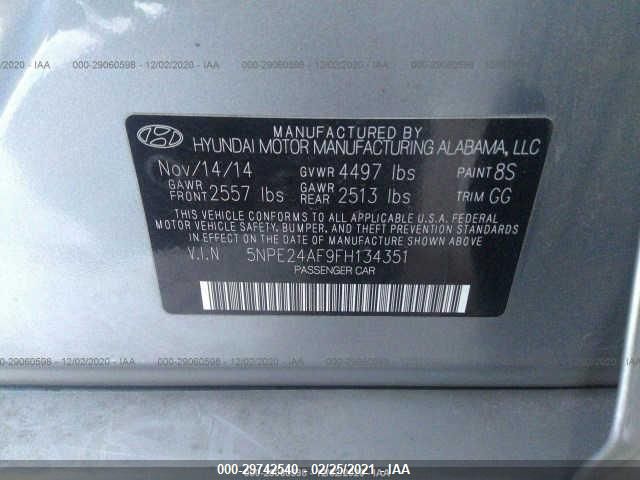 2015 HYUNDAI SONATA 2.4L SE 5NPE24AF9FH134351