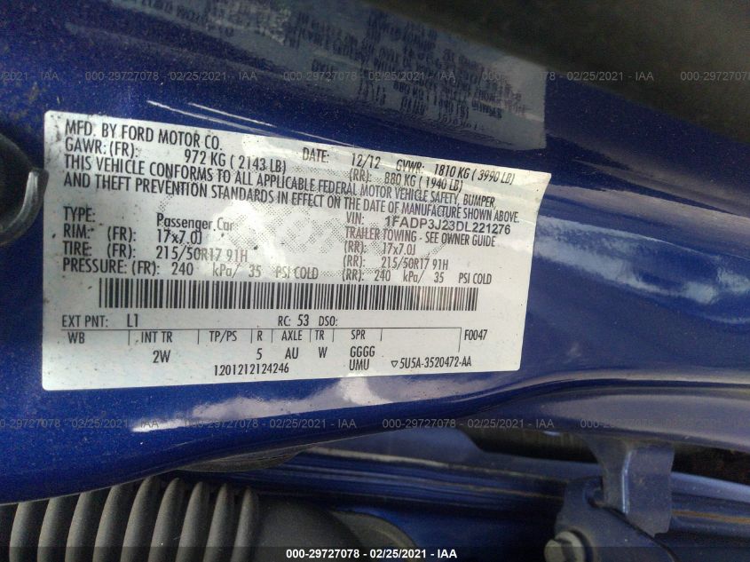 2013 FORD FOCUS TITANIUM 1FADP3J23DL221276