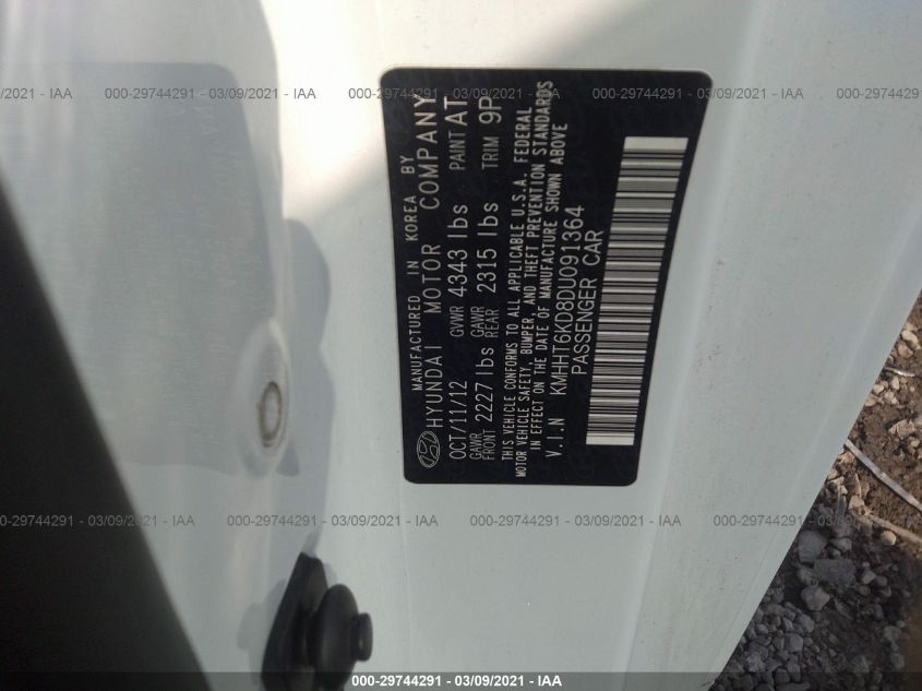 2013 HYUNDAI GENESIS COUPE 2.0T PREMIUM KMHHT6KD8DU091364