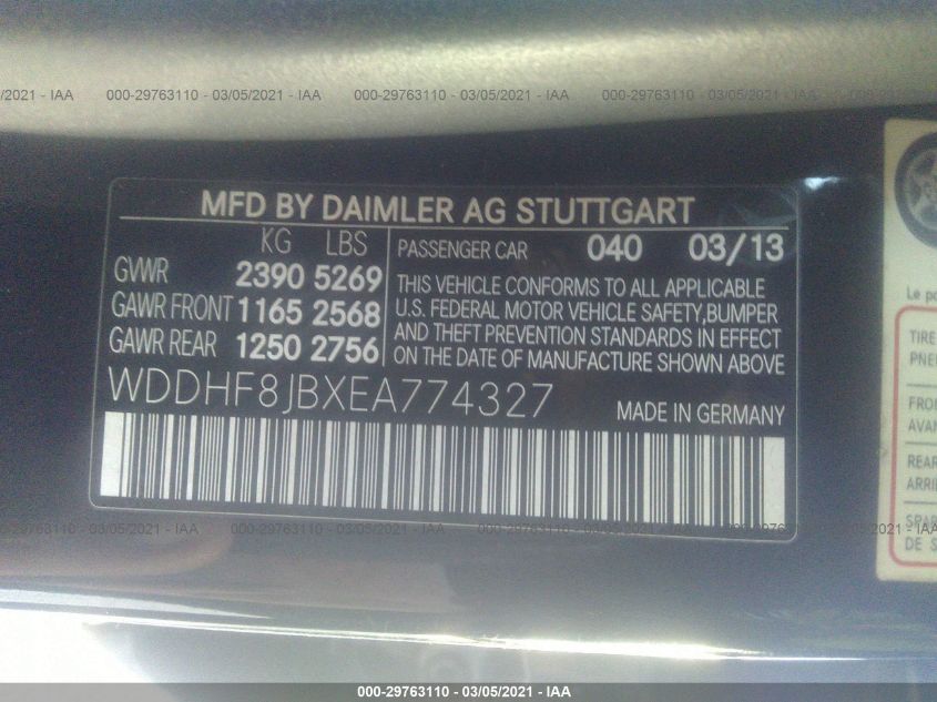 2014 MERCEDES-BENZ E-CLASS E 350 WDDHF8JBXEA774327