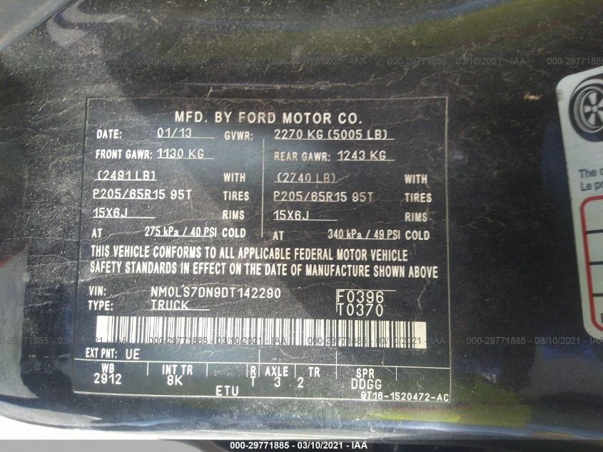 2013 FORD TRANSIT CONNECT XLT NM0LS7DN9DT142290
