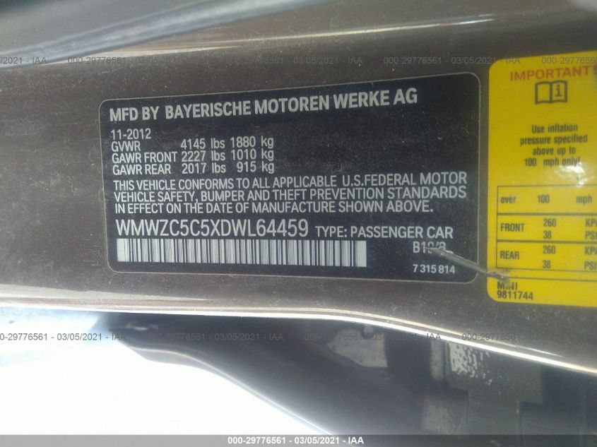 2013 MINI COOPER COUNTRYMAN S ALL4 WMWZC5C5XDWL64459