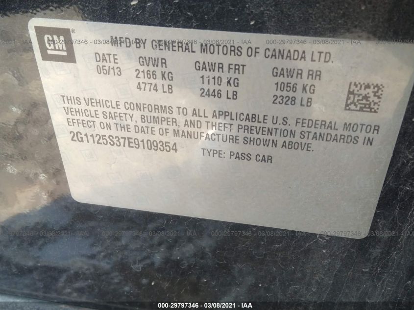 2014 CHEVROLET IMPALA LT 2G1125S37E9109354