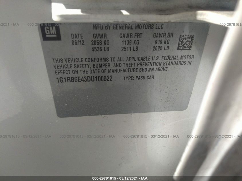 2013 CHEVROLET VOLT 1G1RB6E43DU100522
