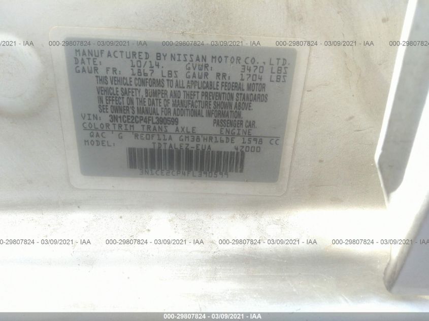 2015 NISSAN VERSA NOTE SL 3N1CE2CP4FL390599
